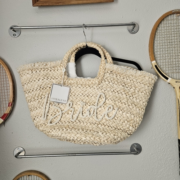 NWT Eden Bride Tote Natural Basket Weave Wedding - Picture 2 of 8